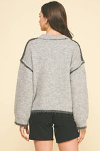 WRAP DETAILED KNIT SWEATER - 6381WJ: HEATHER GREY / L