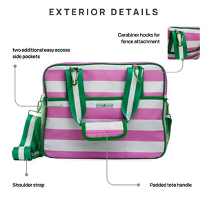 Lola Pickleball Tote: Green/White Stripe