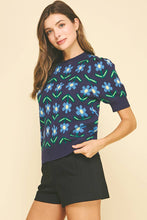 FLORAL PRINT KNIT WEATER - 6555WS: BLACK/PINK / M