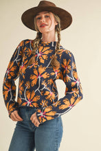 FLORAL MOCK NECK SWEATER MSW11101: BLUE FUCHSIA / L