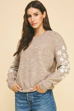 FLORAL EMBROIDERED DETAIL SWEATER - 6491W: MOCHA / S
