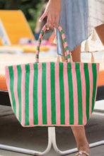 Striped Terry Large Beach Tote Bag: Dark Green / ONE SIZE