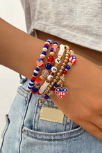 Letter Print USA Patriotic 5pcs Bracelet Set: Gold / One Size