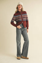 FAIR ISLE ZIP UP SWEATER CARDIGAN MSW10902: ASH GREY / M