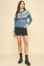 NORDIC PATTERN BUTTON DOWN CARDIGAN - 6749W: Blue / ML