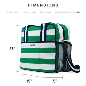 Lola Pickleball Tote: Green/White Stripe