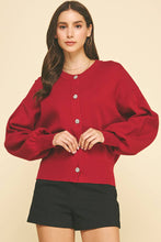 JEWEL BUTTON DOWN CARDIGAN - 6441W : Red / ML
