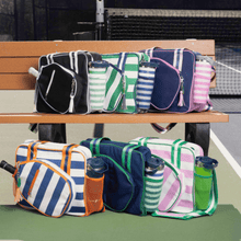 Lola Pickleball Tote: Green/White Stripe