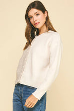 COLOR BLOCK BUTTON DOWN CARDIGAN - 6758WS: OATMEAL/IVORY / SM ML
