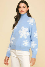 MOCK NECK SNOWFLAKE SWEATER - 6790WS: LIGHT BLUE / M