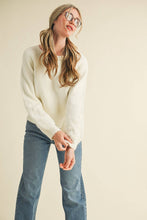 FLORAL KNIT PUFF SLEEVE SWEATER MSW10912: Navy / S