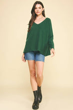 SOFT V NECK KNIT SWEATER - 5035W: GARNET / S