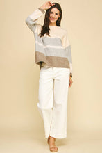 COLORBLOCK SOFT YARN SWEATER - 6296W: CREAM / L