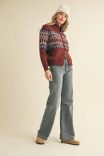 FAIR ISLE ZIP UP SWEATER CARDIGAN MSW10902: ASH GREY / M