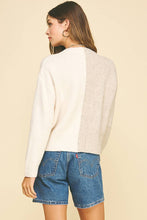 COLOR BLOCK BUTTON DOWN CARDIGAN - 6758WS: OATMEAL/IVORY / SM ML
