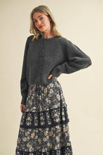 LONG PUFF SLEEVE SWEATER CARDIGAN MSW11018: FOREST GREEN / L