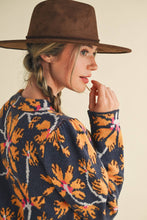 FLORAL MOCK NECK SWEATER MSW11101: BLUE FUCHSIA / L