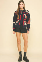 DOG Themed front-tie detailed CARDIGAN Navy