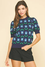 FLORAL PRINT KNIT WEATER - 6555WS: BLACK/PINK / M