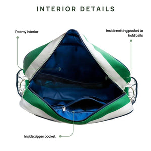 Lola Pickleball Tote: Green/White Stripe
