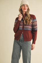 FAIR ISLE ZIP UP SWEATER CARDIGAN MSW10902: ASH GREY / M