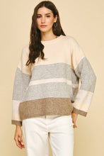 COLORBLOCK SOFT YARN SWEATER - 6296W: CREAM / M