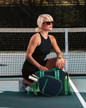 Lola Pickleball Tote: Green/White Stripe