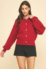 JEWEL BUTTON DOWN CARDIGAN - 6441W : Red / ML