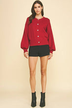 JEWEL BUTTON DOWN CARDIGAN - 6441W : Red / ML