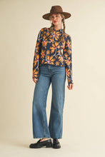 FLORAL MOCK NECK SWEATER MSW11101: BLUE FUCHSIA / S