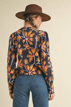 FLORAL MOCK NECK SWEATER MSW11101: BLUE FUCHSIA / L