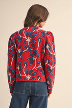 FLORAL MOCK NECK SWEATER MSW11101: BLUE FUCHSIA / L