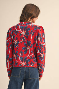 FLORAL MOCK NECK SWEATER MSW11101: BLUE FUCHSIA / L