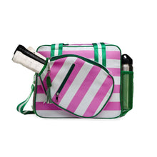 Lola Pickleball Tote: Green/White Stripe