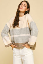 COLORBLOCK SOFT YARN SWEATER - 6296W: CREAM / M