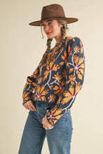 FLORAL MOCK NECK SWEATER MSW11101: BLUE FUCHSIA / L
