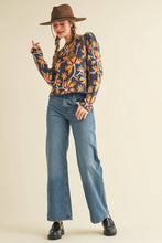 FLORAL MOCK NECK SWEATER MSW11101: BLUE FUCHSIA / L