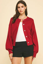 JEWEL BUTTON DOWN CARDIGAN - 6441W : Red / ML