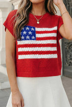 USA Flag Graphic Short Sleeve Sweater Top | S-XL : Sky Blue / L