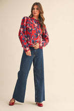 FLORAL MOCK NECK SWEATER MSW11101: BLUE FUCHSIA / S