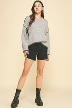WRAP DETAILED KNIT SWEATER - 6381WJ: HEATHER GREY / L