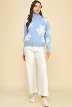 MOCK NECK SNOWFLAKE SWEATER - 6790WS: LIGHT BLUE / S