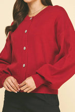 JEWEL BUTTON DOWN CARDIGAN - 6441W : Red / SM