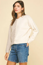 COLOR BLOCK BUTTON DOWN CARDIGAN - 6758WS: LT GREY/CHARCOAL / SM ML