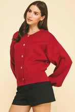 JEWEL BUTTON DOWN CARDIGAN - 6441W : Red / ML