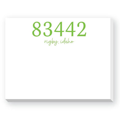 ZIP CODE DITTIE NOTEPAD: Green