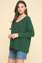 SOFT V NECK KNIT SWEATER - 5035W: GARNET / S