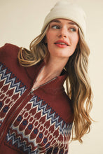 FAIR ISLE ZIP UP SWEATER CARDIGAN MSW10902: ASH GREY / M