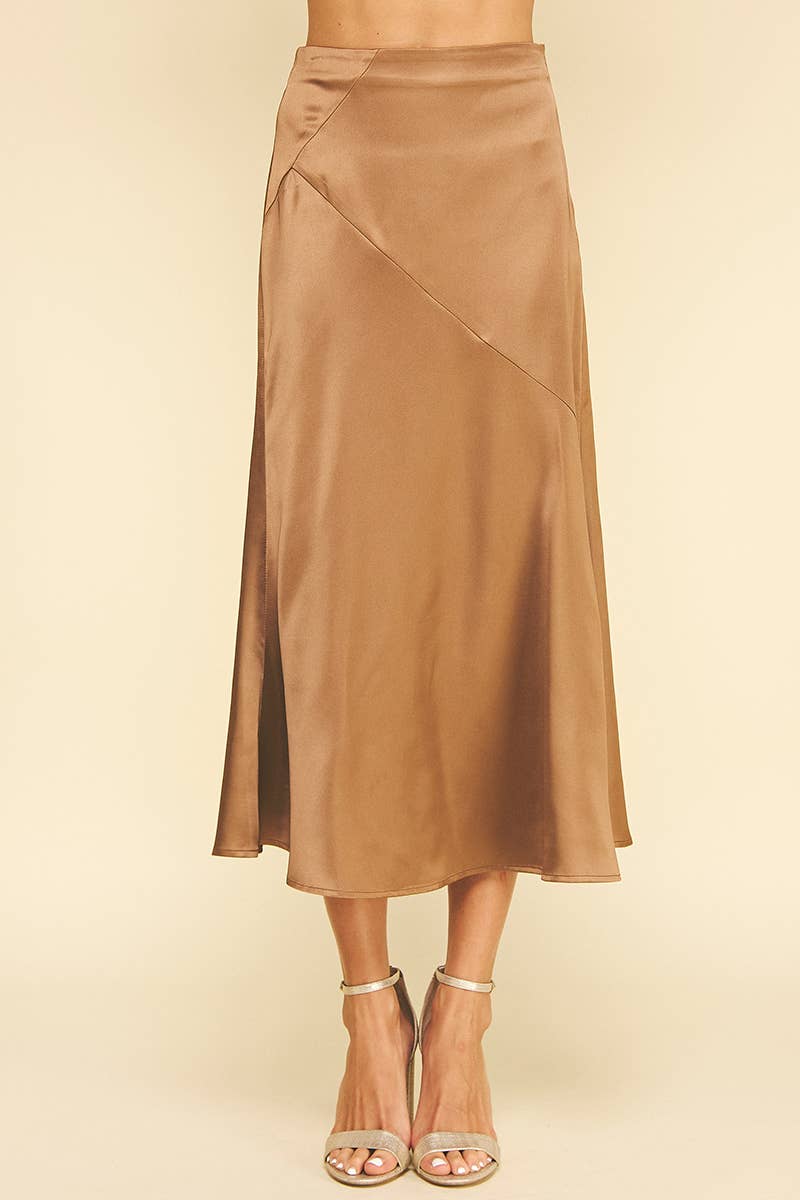 SLIKY BLOCK DETAILED MIDI SKIRTS - 6540SB: CAMEL / S