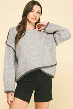 WRAP DETAILED KNIT SWEATER - 6381WJ: HEATHER GREY / L